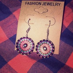 *3/$15* Beautiful colorful mandala dangle earrings